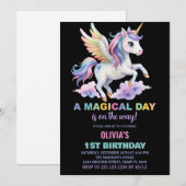 Purple Cloud Unicorn Invitations d'anniversaire (Devant / Derrière)