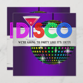 Purple Cocktail Disco Party Invitations (Devant / Derrière)
