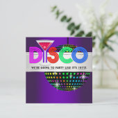 Purple Cocktail Disco Party Invitations (Debout devant)