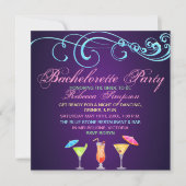 Purple Cocktail Time Bachelorette Party Invitation (Devant)