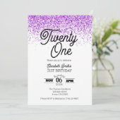 Purple Confetti 21ème anniversaire Invitation (Debout devant)