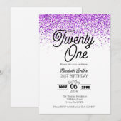 Purple Confetti 21ème anniversaire Invitation (Devant / Derrière)