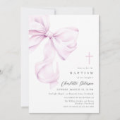 Purple Coquette Bow Baptism Invitation Kaart (Voorkant)