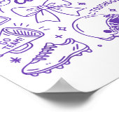 Purple Coquette Bow Cheer Game Day Doodle Touchdow Poster (Hoek)