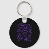 Purple Coquette Bow Cheer Game Day Doodle Touchdow Sleutelhanger (Voorkant)
