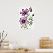 Purple Cosmos Fleurs Art Imprimer Poster (Cuisine)