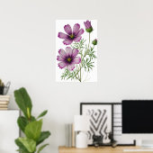 Purple Cosmos Fleurs Art Imprimer Poster (Bureau à domicile)