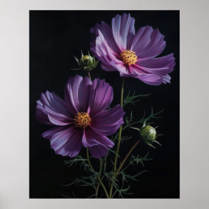 Purple Cosmos Fleurs Art Imprimer Poster