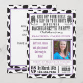 Purple Cow Print Cowgirl Bachelorette Invitation (Devant / Derrière)