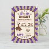 Purple Cowboy Rodeo Anniversaire Fête Invitation (Debout devant)