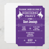 Purple Cowboy Rodeo Anniversaire Fête Invitation (Devant / Derrière)