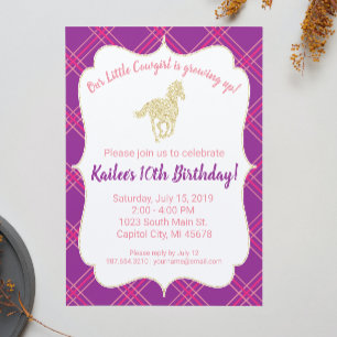 Purple Cowgirl Horse Anniversaire Fête Invitation