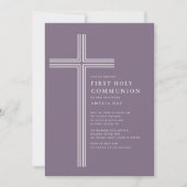 Purple Cross First Holy Communion Invitation (Devant)