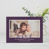 Purple Croyez en la Magie Photo Cartes de Noël (Debout devant)