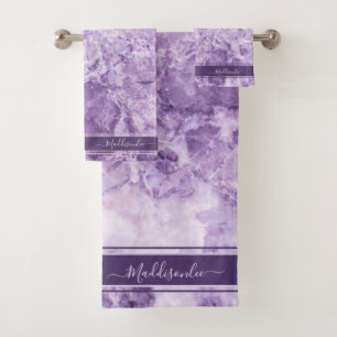 Purple crystal monogram Nom Marble Custom
