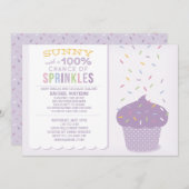 Purple Cupcake arroser Baby shower Invitation (Devant / Derrière)