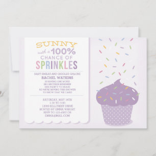 Purple Cupcake arroser Baby shower Invitation