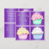 PURPLE CUPCAKED ANNIVERSAIRE INVITATION PARTI (Devant / Derrière)