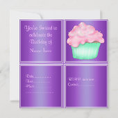 PURPLE CUPCAKED ANNIVERSAIRE INVITATION PARTI (Dos)