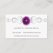 Purple Dahlia Floral Carte de visite (Dos)