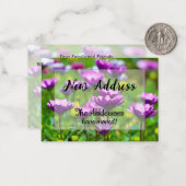 Purple Daisies Nouveau Faire-part d'adresse (Devant/Arrière en situation)