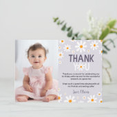 Purple Daisy 1er anniversaire Carte de remerciemen (Debout devant)