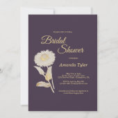 Purple Daisy Antique nuptiale douche Invitation (Devant)