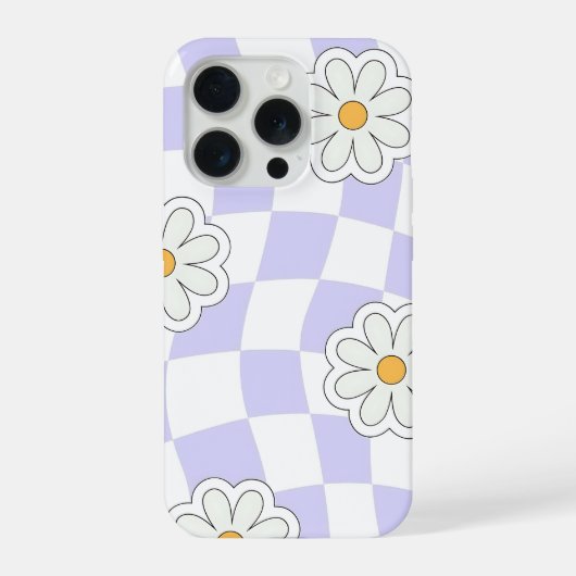 Purple Daisy Checkered Phone Case iPhone Hoesje (Achterkant)