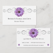 Purple Daisy Floral Shop Carte de visite (Devant / Derrière)