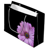 Purple Daisy sur Black GRAND sac cadeau (Devant Angle)