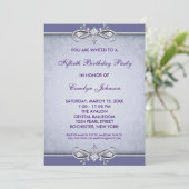 Purple Damask 50th Birthday Party Invitation (Debout devant)