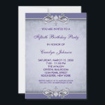 Purple Damask 50th Birthday Party Invitation<br><div class="desc">L'élégante damas violet et la frontière florale de la femme cinquantième anniversaire partie invitation.</div>