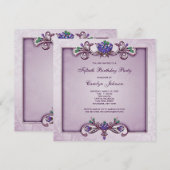 Purple Damask 50th Birthday Party Invitation (Devant / Derrière)