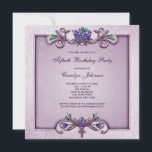 Purple Damask 50th Birthday Party Invitation<br><div class="desc">L'élégante damas violet et la frontière florale de la femme cinquantième anniversaire partie invitation.</div>