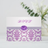 Purple Damask, amethyste photo RSVP Invitation (Debout devant)