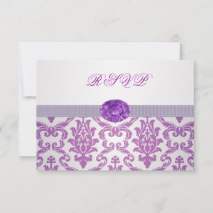 Purple Damask, amethyste photo RSVP Invitation