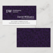 Purple Damask Carte de visite de comptabilité/comp (Devant / Derrière)