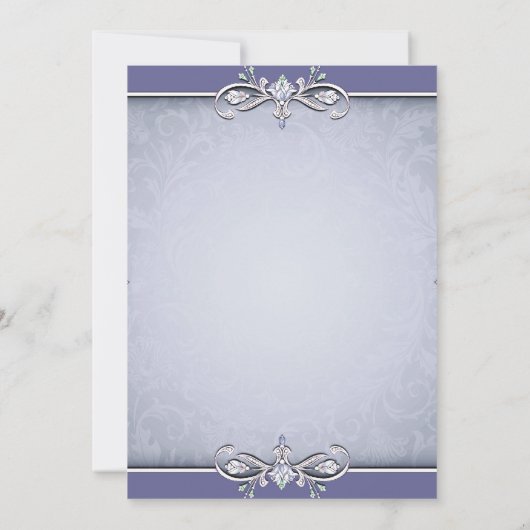 Purple Damask Cross First Communion Invitation (Dos)