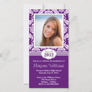 Purple Damask Graduation Invitation Classe de 2012