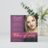 Purple Damask Grunge Graduation Faire-part (Debout devant)