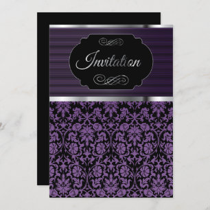 Purple Damask Party Fête Invitation