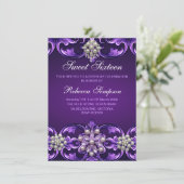 Purple Damask & Pearl Sweet 16 Invitation d'annive (Debout devant)