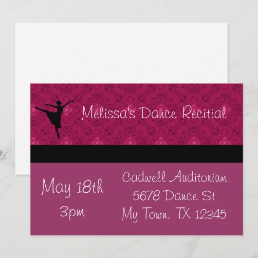 Purple Dance Considérant Invitation (Devant / Derrière)