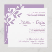 Purple de la branche de feuilles de Faire-part de  (Devant / Derrière)