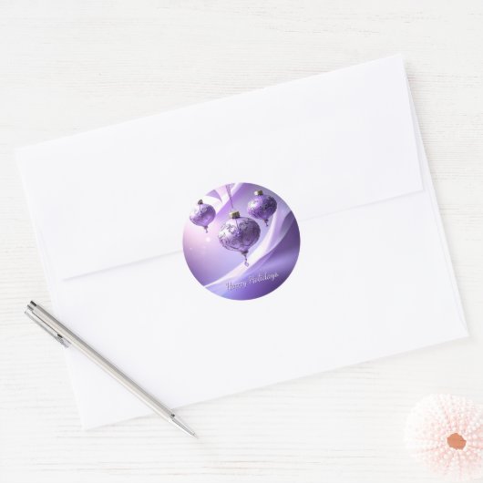 Purple Decorative Christmas Ball Holiday Sticker (Enveloppe)