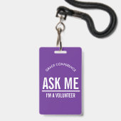 Purple Demandez-moi que je suis un badge d'identif (Front with Lanyard)