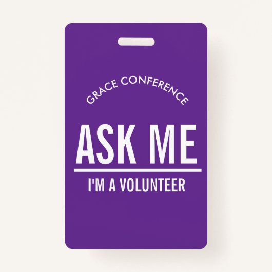 Purple Demandez-moi que je suis un badge d'identif (Devant)