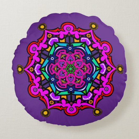 Purple design  rond kussen (Voorkant)