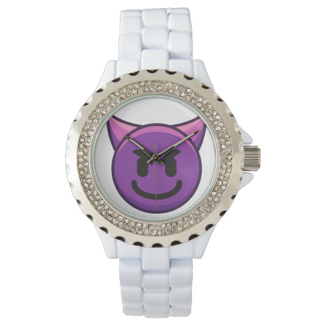 Purple Devil Emoji Horloge (Voorkant)