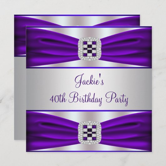 Purple Diamond 40e Invitation anniversaire (Devant / Derrière)
